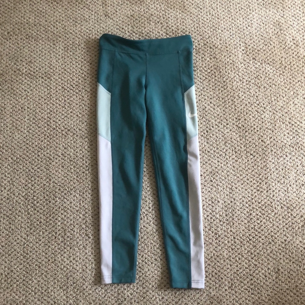 Teal and White Tweens Athletic DRI FIT Pants
